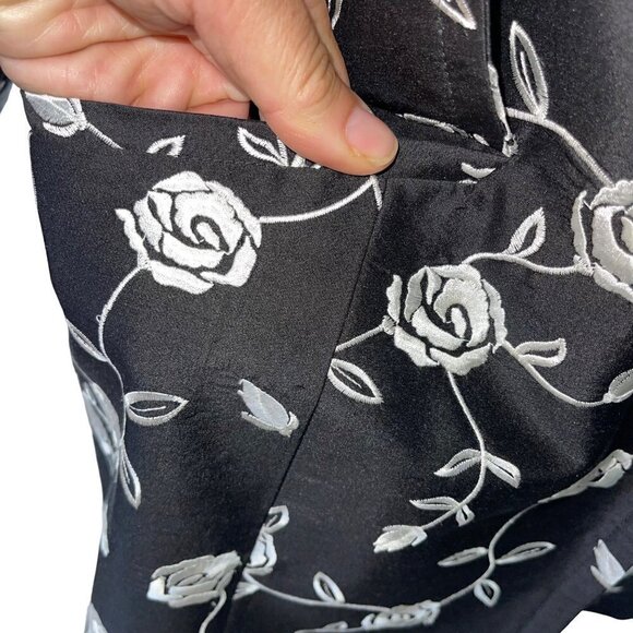 Corso De Roma Exclusivo Vintage Womens Jacket Size XL Black Floral Silk Satin - Picture 16 of 16